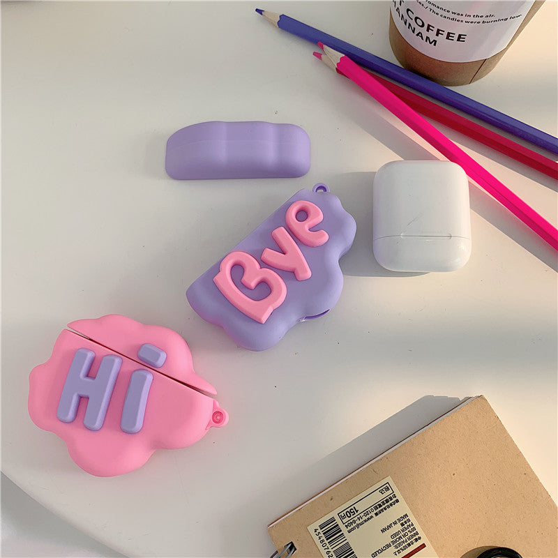 AirPod 2 Case 3D HI BYE Cloud Letter Cartoon Soft Silicone Wireless Earphone Cases For Airpods Case Cute Cover BAZONA
