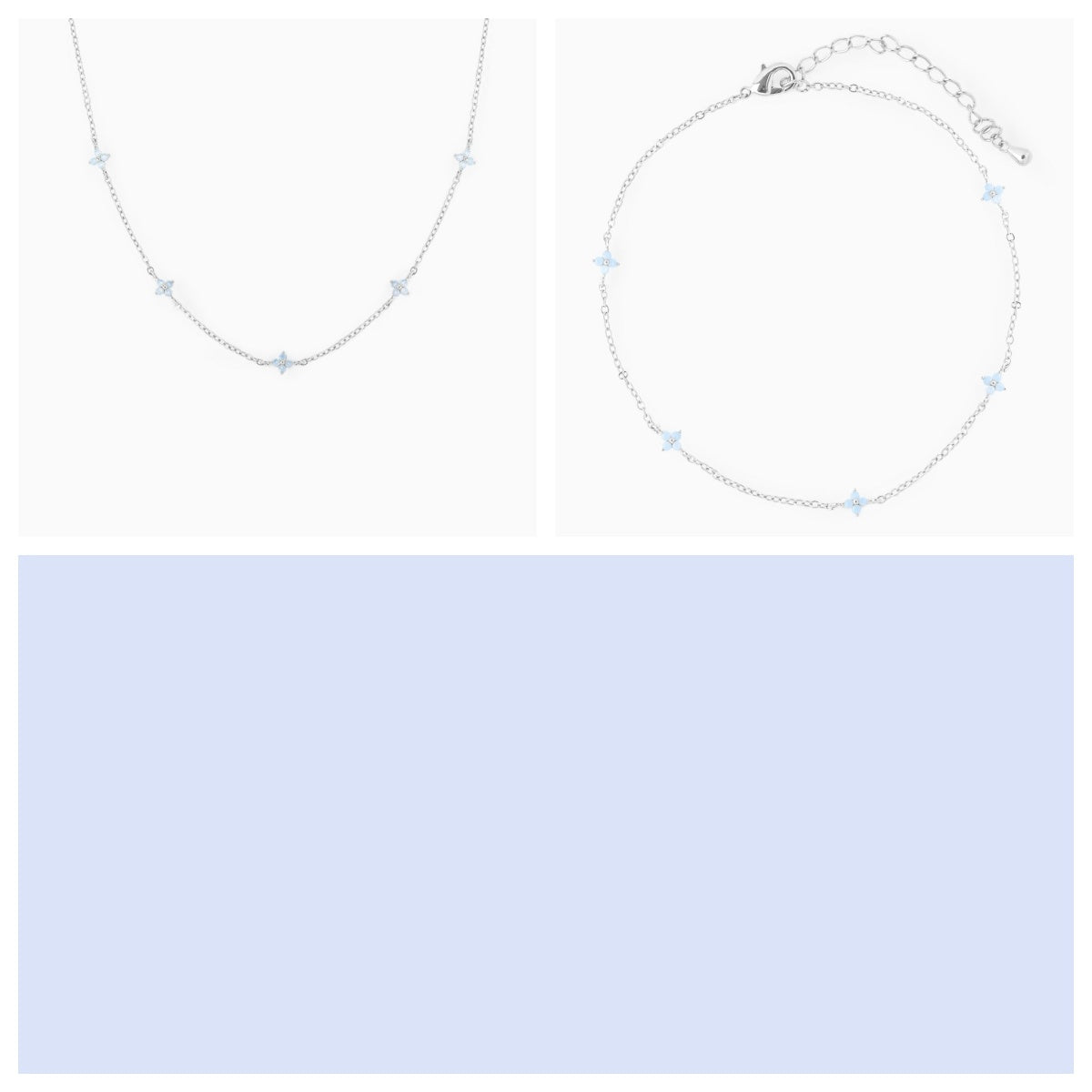 Ins Style Fashion Blue Flower Necklace Vacation Beach Travel Spring Summer Jewelry BAZONA