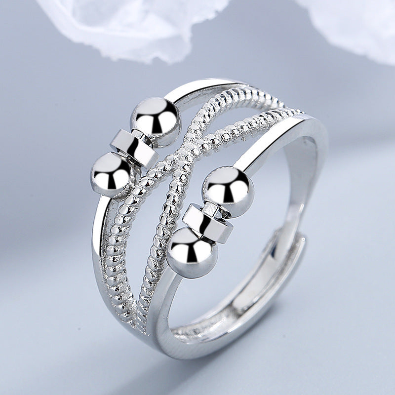Rotatable Ring With Open Design Fashion Double-layered Hollow Line Anxiety Relief Rings For Women - bazona.com