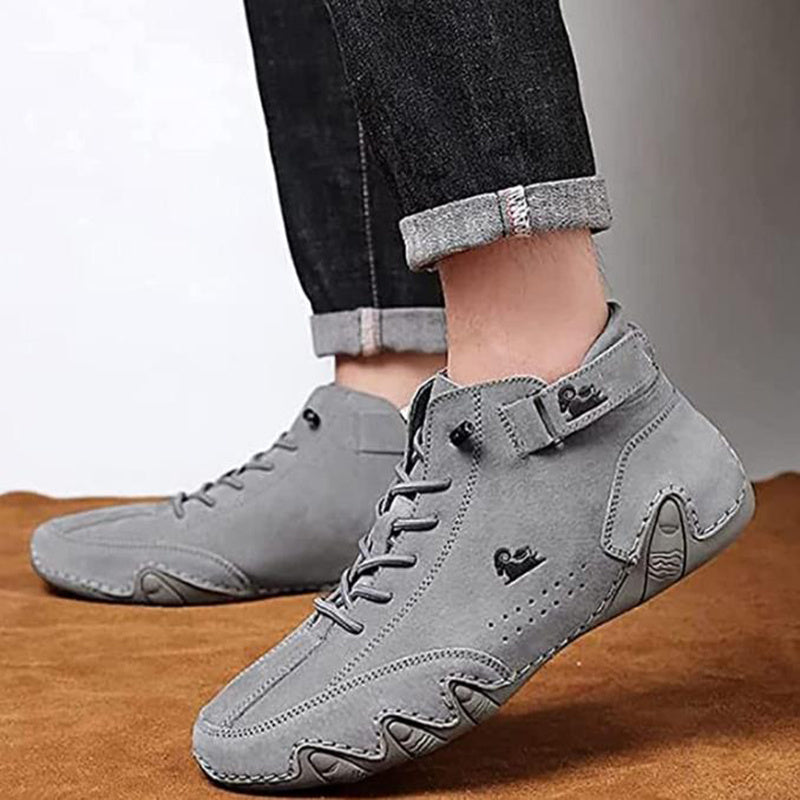 Men Ankle Boots Autumn Winter Suede Velcro Shoes Fashion Lace-up Sneakers BAZONA