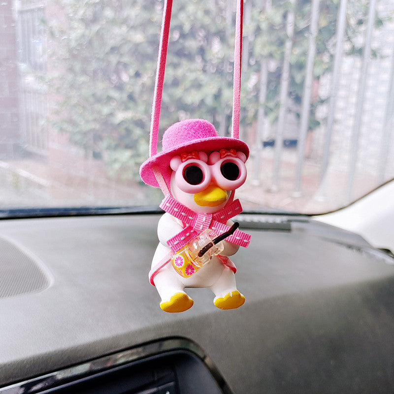 Cowboy Pistol Duck Car Mirror Pendant – Funny & Cool Anime-Inspired Car Decor
