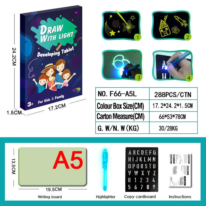 Educational Toy Drawing Pad 3D Magic 8 Light Effects Puzzle Board Sketchpad - bazona.com