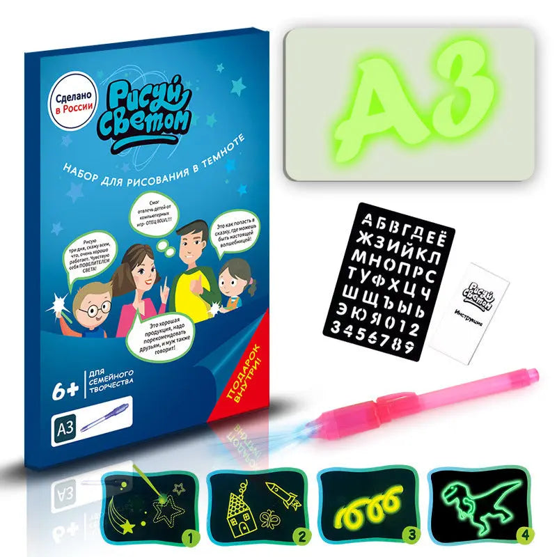 Educational Toy Drawing Pad 3D Magic 8 Light Effects Puzzle Board Sketchpad - bazona.com