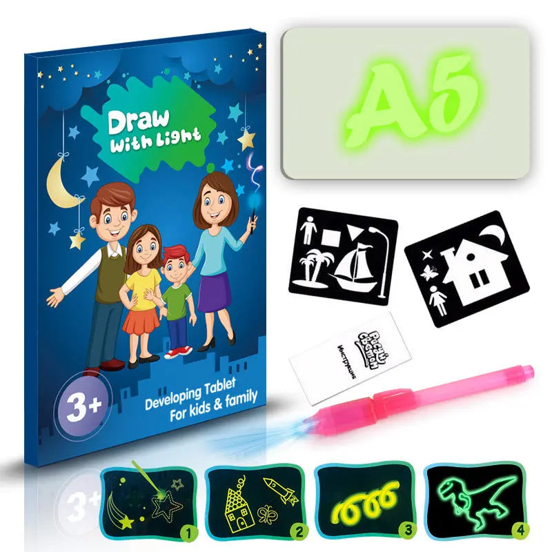 Educational Toy Drawing Pad 3D Magic 8 Light Effects Puzzle Board Sketchpad - bazona.com