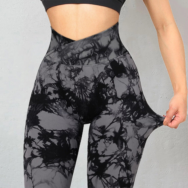 Seamless Tie Dye Leggings Women Yoga Pants Push Up Sport Fitness Running Gym Leggings BAZONA