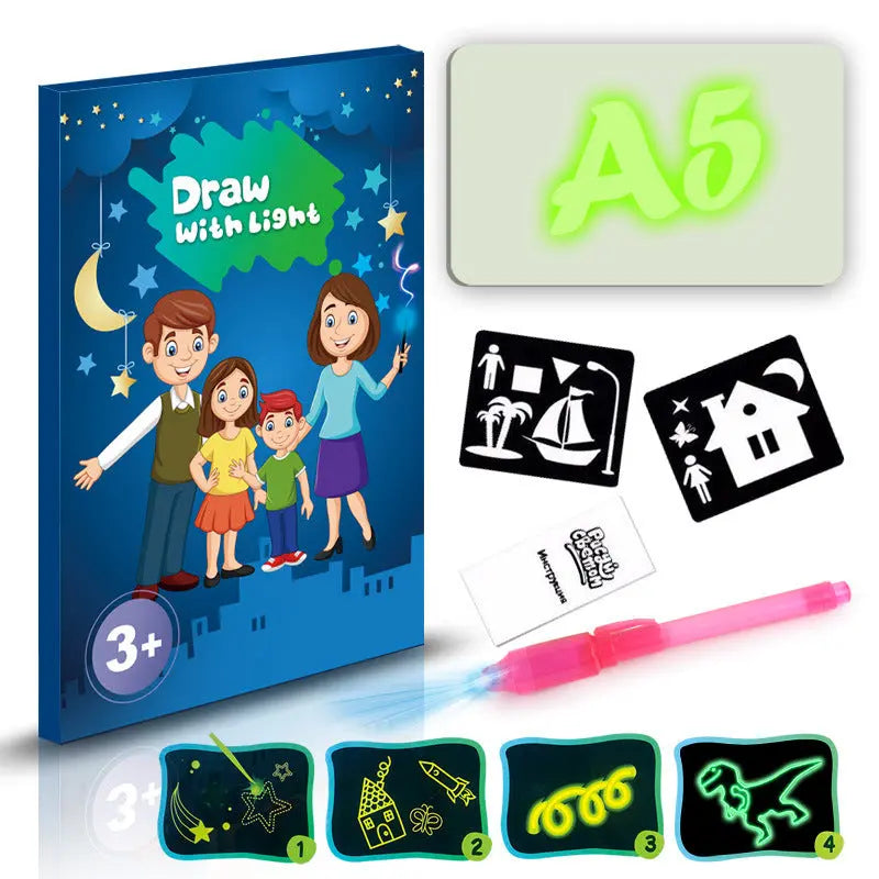 Educational Toy Drawing Pad 3D Magic 8 Light Effects Puzzle Board Sketchpad - bazona.com