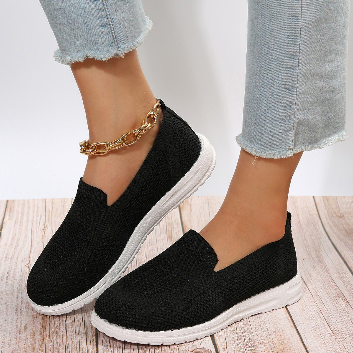 Women's Mesh Shoes Breathable Slip On Lazy Shoes Loafers BAZONA