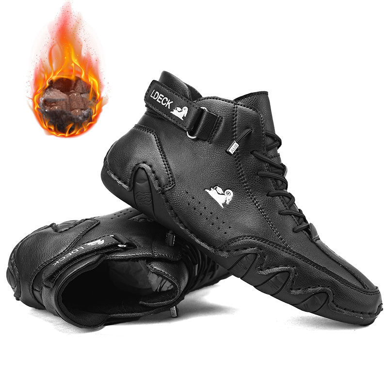 Men Ankle Boots Autumn Winter Suede Velcro Shoes Fashion Lace-up Sneakers BAZONA
