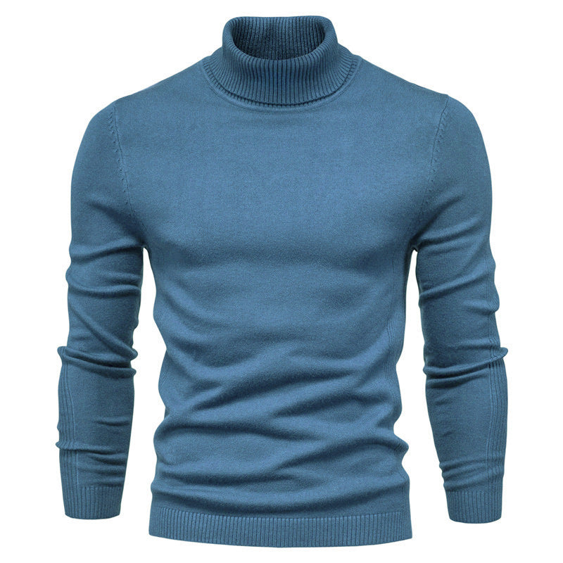 Men's Solid Color Slim Pullover Turtleneck Sweater Winter Casual Tops Clothing BAZONA