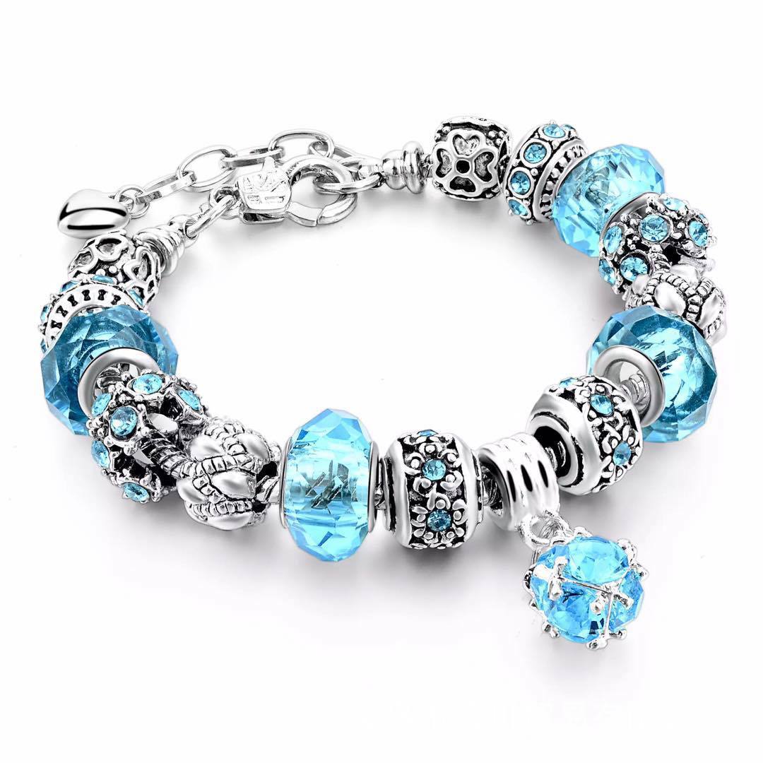 Crystal Beads Bracelets & Bangles Snake Chain Charm Bracelets For Women Jewellery BAZONA