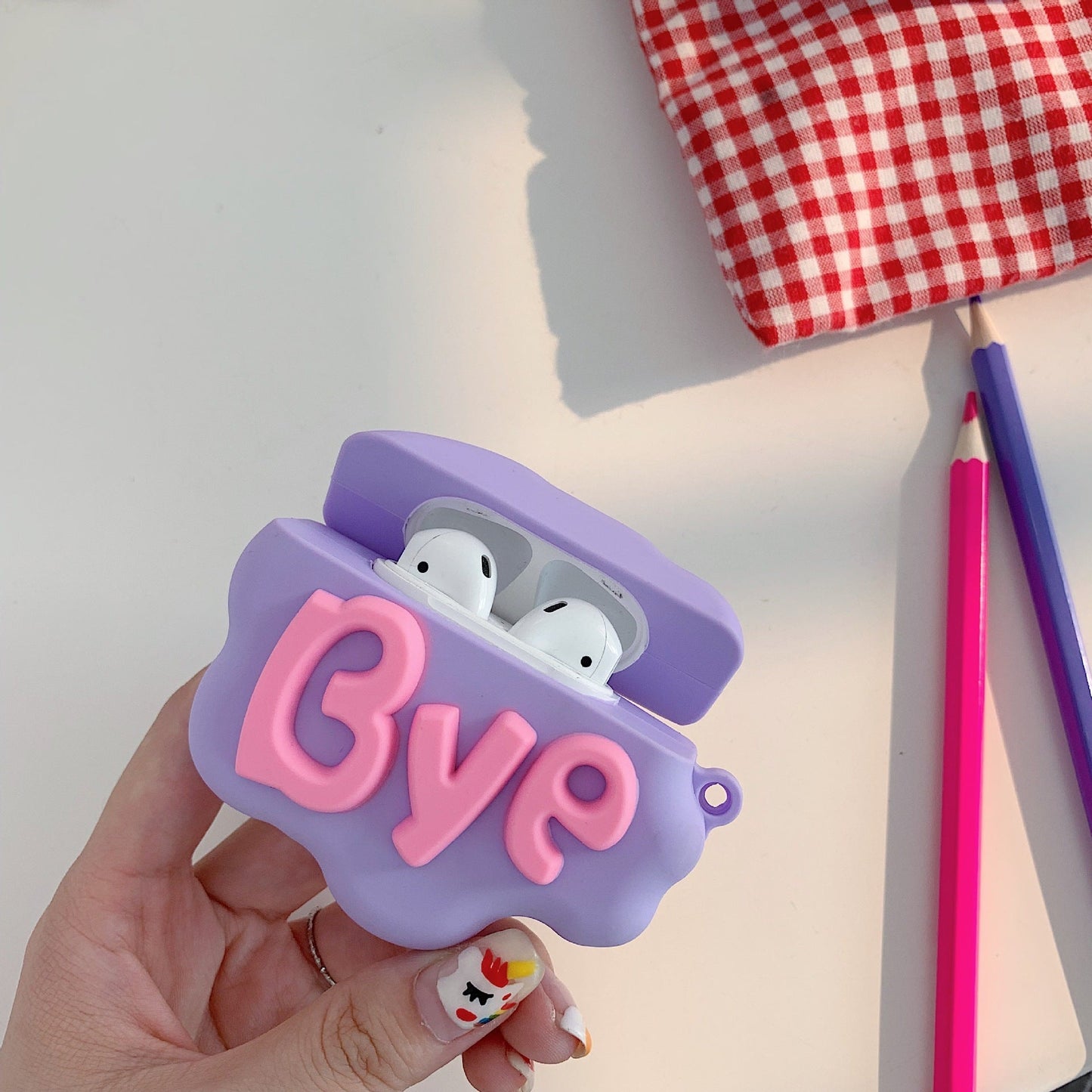 AirPod 2 Case 3D HI BYE Cloud Letter Cartoon Soft Silicone Wireless Earphone Cases For Airpods Case Cute Cover BAZONA