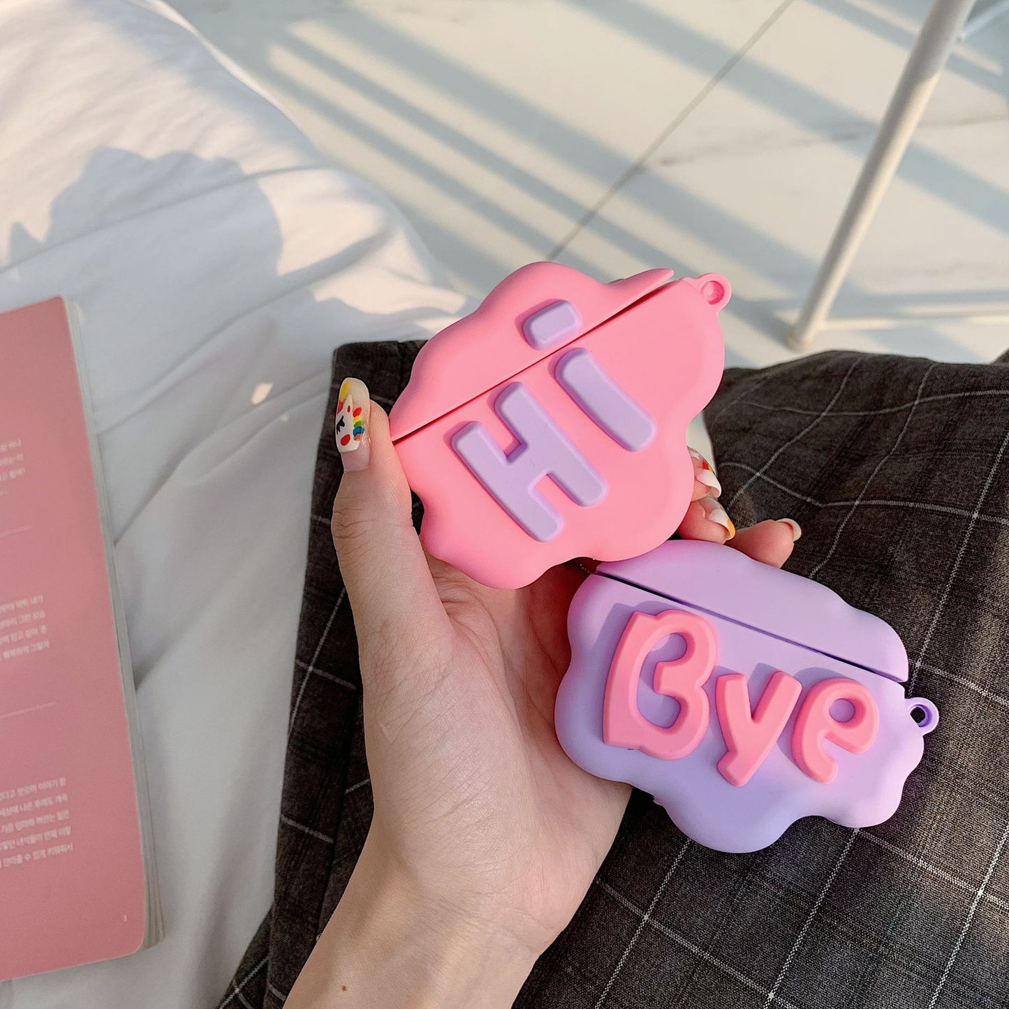 AirPod 2 Case 3D HI BYE Cloud Letter Cartoon Soft Silicone Wireless Earphone Cases For Airpods Case Cute Cover BAZONA