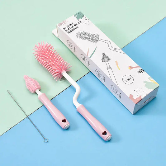 Baby Silicone Baby Bottle Brush Straw Scrubbing Baby Bottle Brush Cleaning