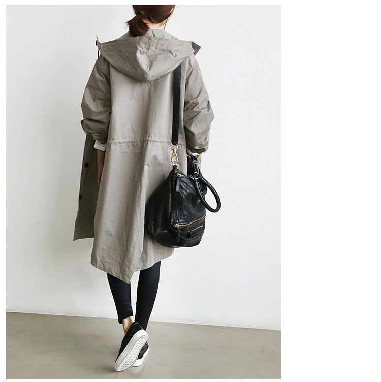 Women Windbreaker Jacket Casual Loose Button Pockets Hooded Quick Dry Windproof Waterproof Clothes For Outdoor Hiking Camping BAZONA