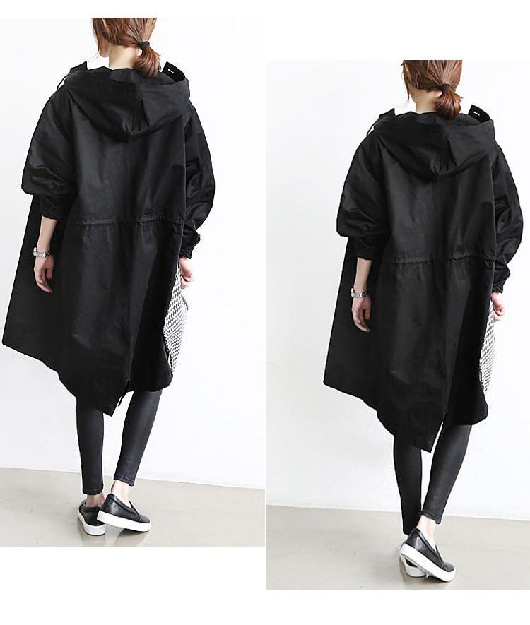 Women Windbreaker Jacket Casual Loose Button Pockets Hooded Quick Dry Windproof Waterproof Clothes For Outdoor Hiking Camping BAZONA