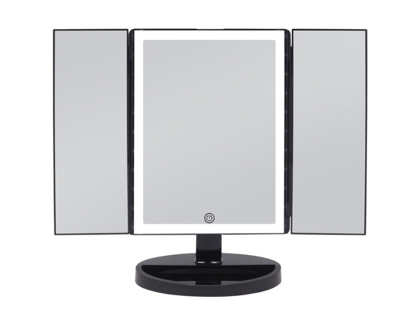 24 LED Magnifying Lighted Cosmetic Makeup Mirror Tabletop Tri-fold Touch Screen Mirror Touch Screen BAZONA