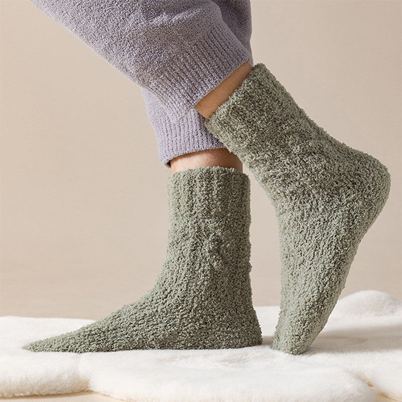 Winter Warm Fuzzy Coral Fleece Socks Women Men Velvet Thickened Home Sleepping Floor Socks BAZONA
