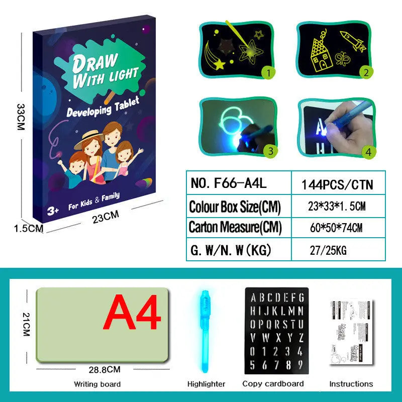 Educational Toy Drawing Pad 3D Magic 8 Light Effects Puzzle Board Sketchpad - bazona.com