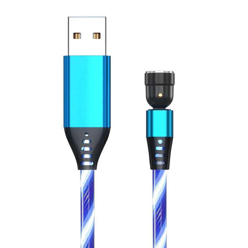 540 Rotate Luminous Magnetic Cable 3A Fast Charging Mobile Phone Charge Cable For LED Micro USB Type C For I Phone Cable BAZONA