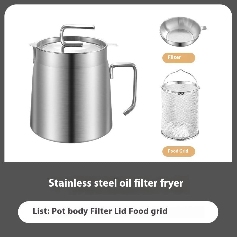 304 Stainless Steel Versatile Oil Filter Vessel Large Capacity With Filter Frying Basket Deep Fryer Separating Grease Separator BAZONA
