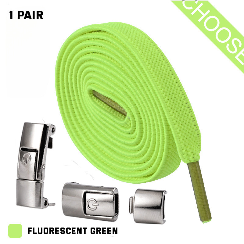 Elastic Press Lock Shoelaces – No-Tie, Wide Flat Laces for Kids & Adults