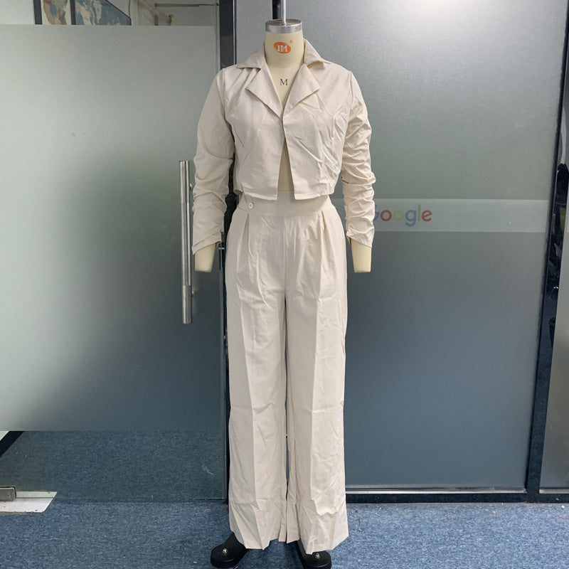 Women's Suit Autumn New Solid Color Loose Trousers Two-piece Set BAZONA