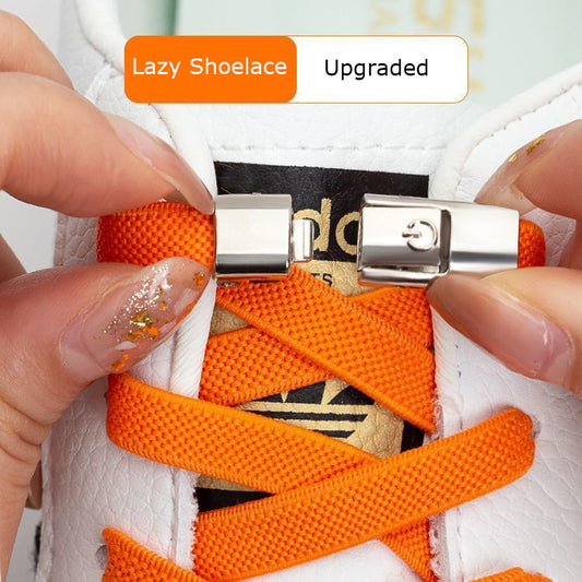 Elastic Press Lock Shoelaces – No-Tie, Wide Flat Laces for Kids & Adults