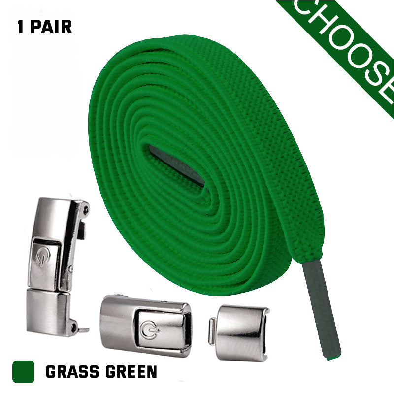 Elastic Press Lock Shoelaces – No-Tie, Wide Flat Laces for Kids & Adults