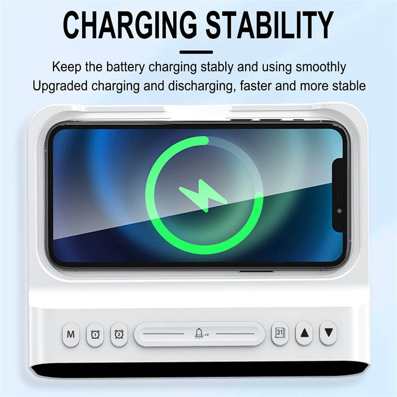 15W Three-in-one Wireless Charger Temperature Tester Multi Alarm Clock Fast Charging Mobile Phone Usb Charger Charging Station BAZONA