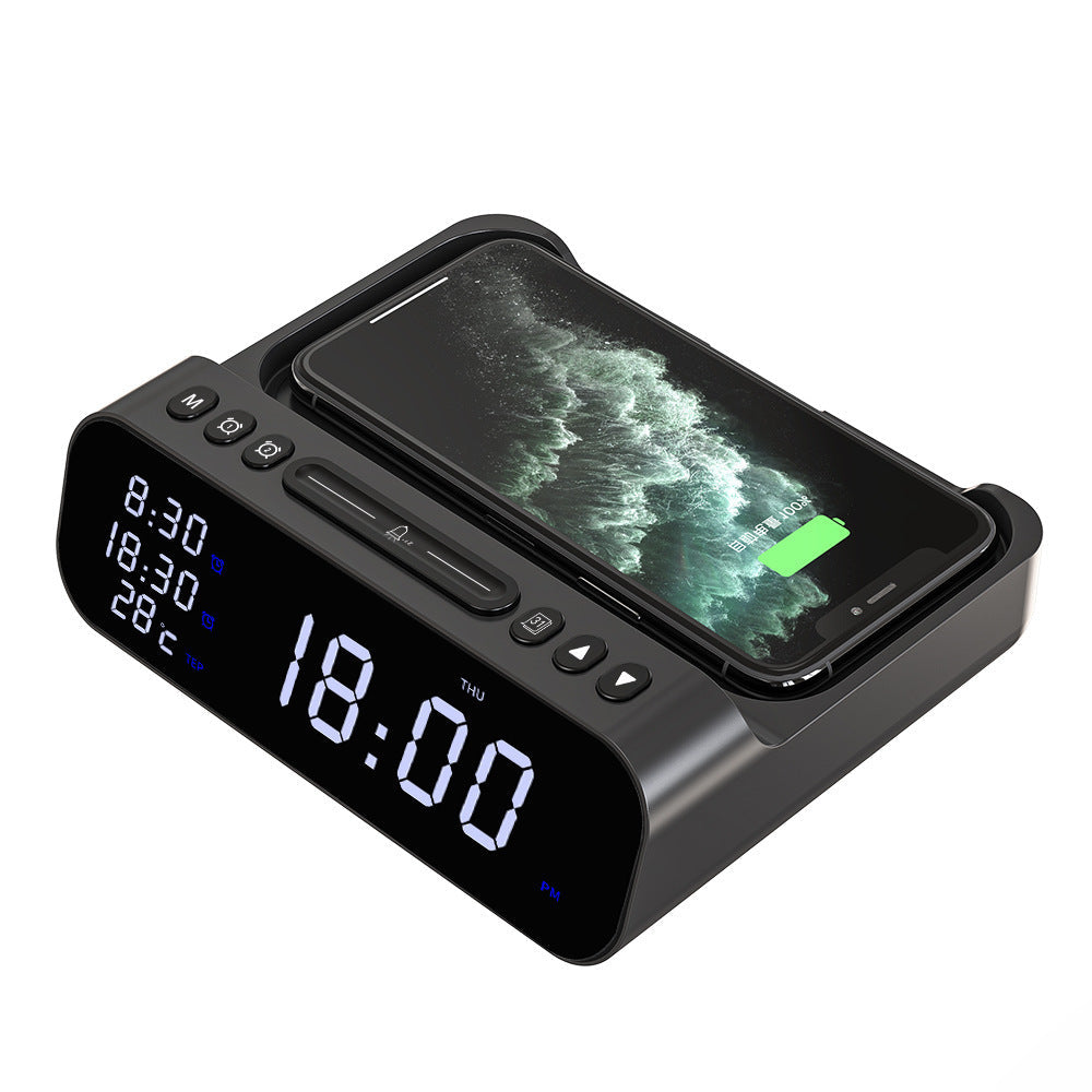 15W Three-in-one Wireless Charger Temperature Tester Multi Alarm Clock Fast Charging Mobile Phone Usb Charger Charging Station BAZONA