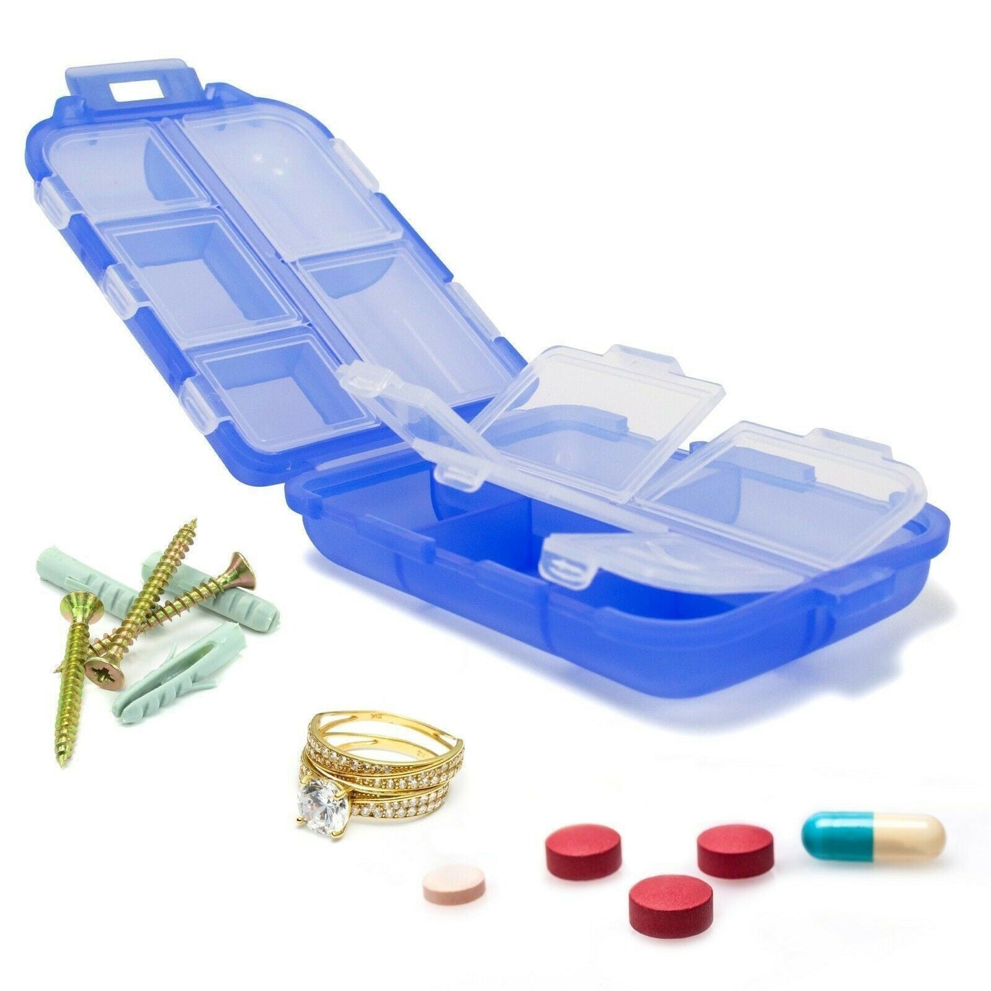 Travel Pill Organizer 10 Grid Moisture Proof Pills Box For Pocket Purse Daily Pill Case Portable Medicine Vitamin Holder Container BAZONA