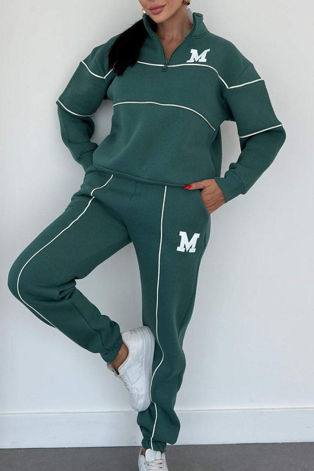 Womens 2 Piece Outfits Lounge Hoodless Pullover Sweatshirt Sweatsuit Sets Sweatshirt Baggy Fashion Sweatpants With Pockets BAZONA