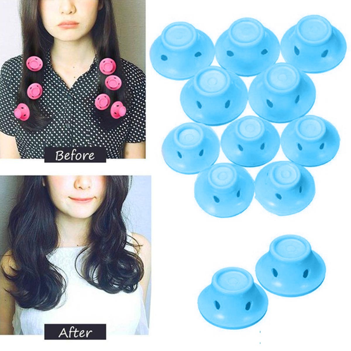 Soft Rubber Magic Hair Care Rollers Silicone Hair Curlers No Heat Hair Styling Tool BAZONA