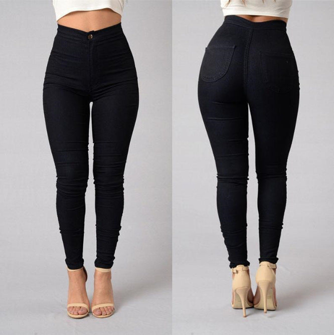 Casual Pants For Women High Waist Stretch Slim Trouser Skinny Candy Color Jeans BAZONA