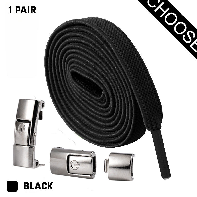 Elastic Press Lock Shoelaces – No-Tie, Wide Flat Laces for Kids & Adults