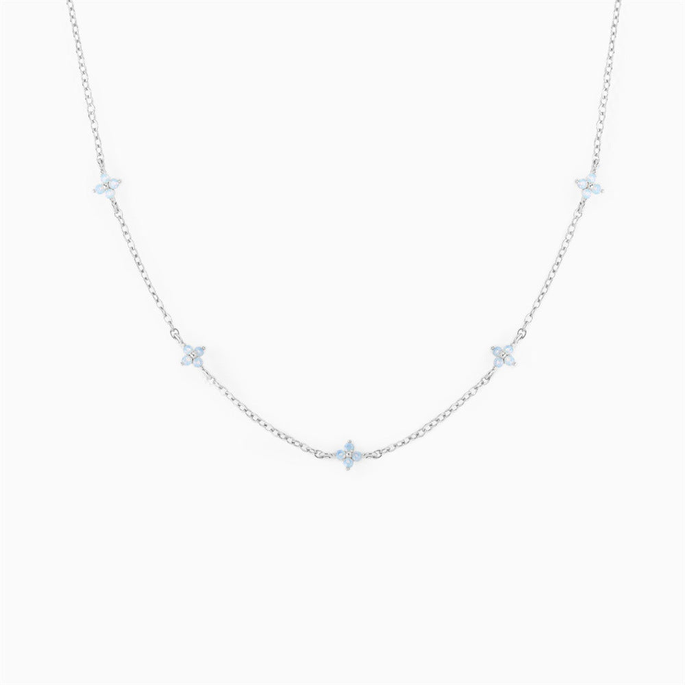 Ins Style Fashion Blue Flower Necklace Vacation Beach Travel Spring Summer Jewelry BAZONA