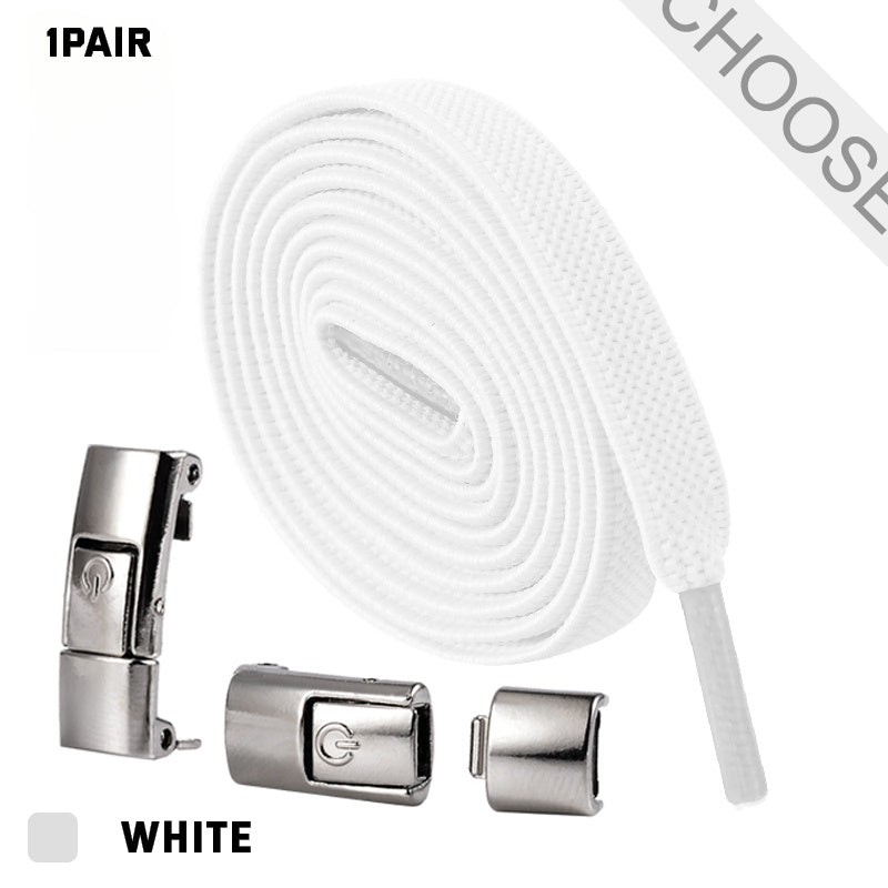 Elastic Press Lock Shoelaces – No-Tie, Wide Flat Laces for Kids & Adults