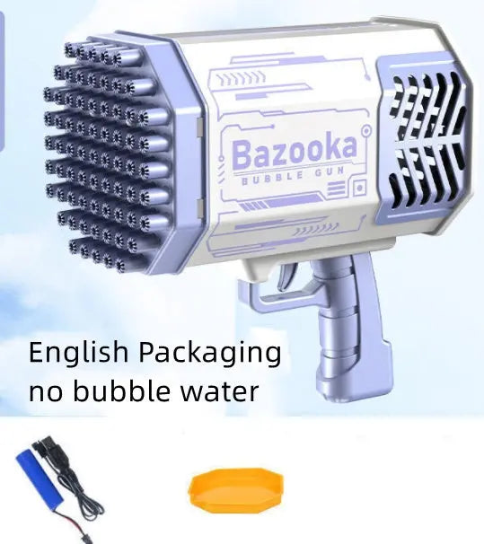 Bubble Gun Rocket 69 Holes Soap Bubbles Machine Gun Shape Automatic Blower With Light Toys For Kids Pomperos