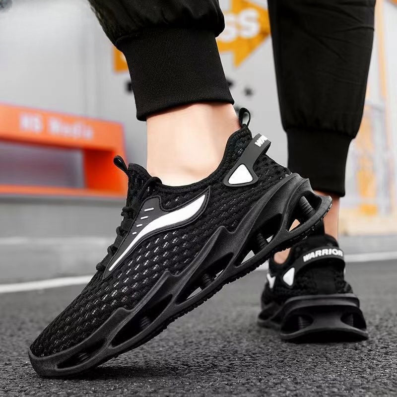 Men's Lace-up Sneakers Mesh Sports Shoes Fashion Hollow-sole Low Top Running Shoes BAZONA