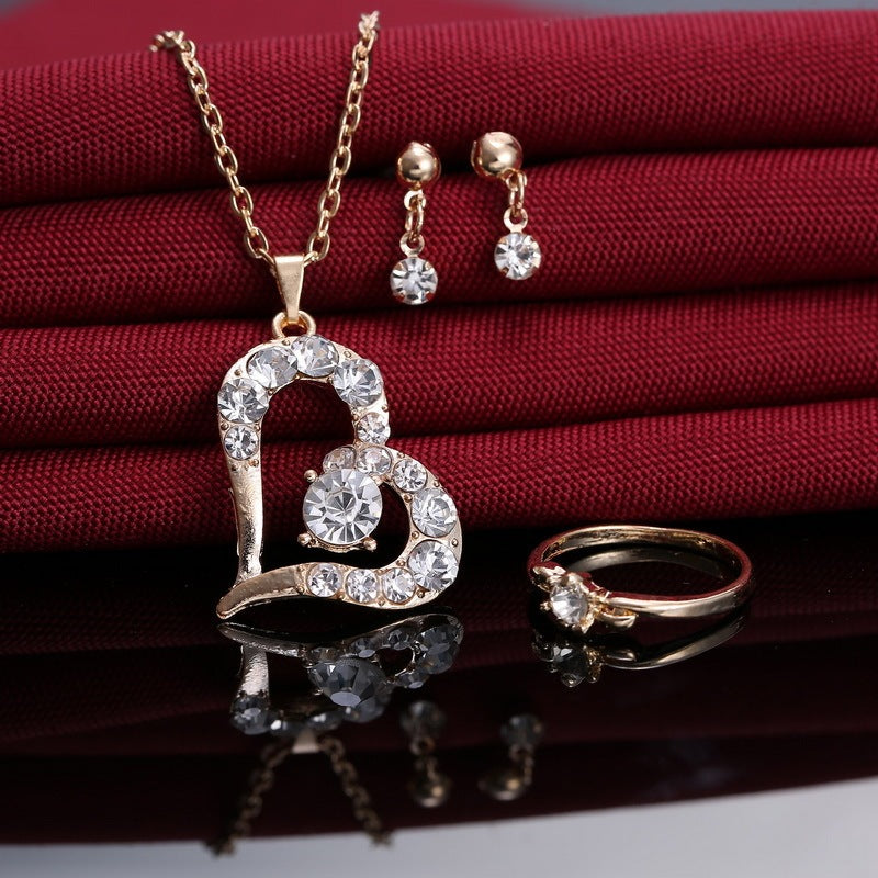 Heart Pendant Jewelry Set Rhinestone Jewellery BAZONA