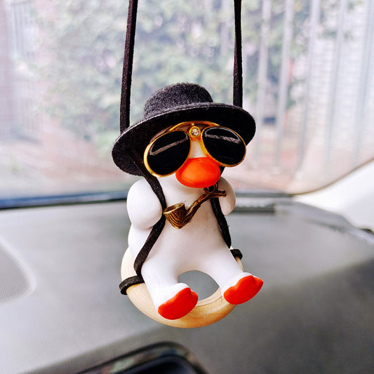 Cowboy Pistol Duck Car Mirror Pendant – Funny & Cool Anime-Inspired Car Decor