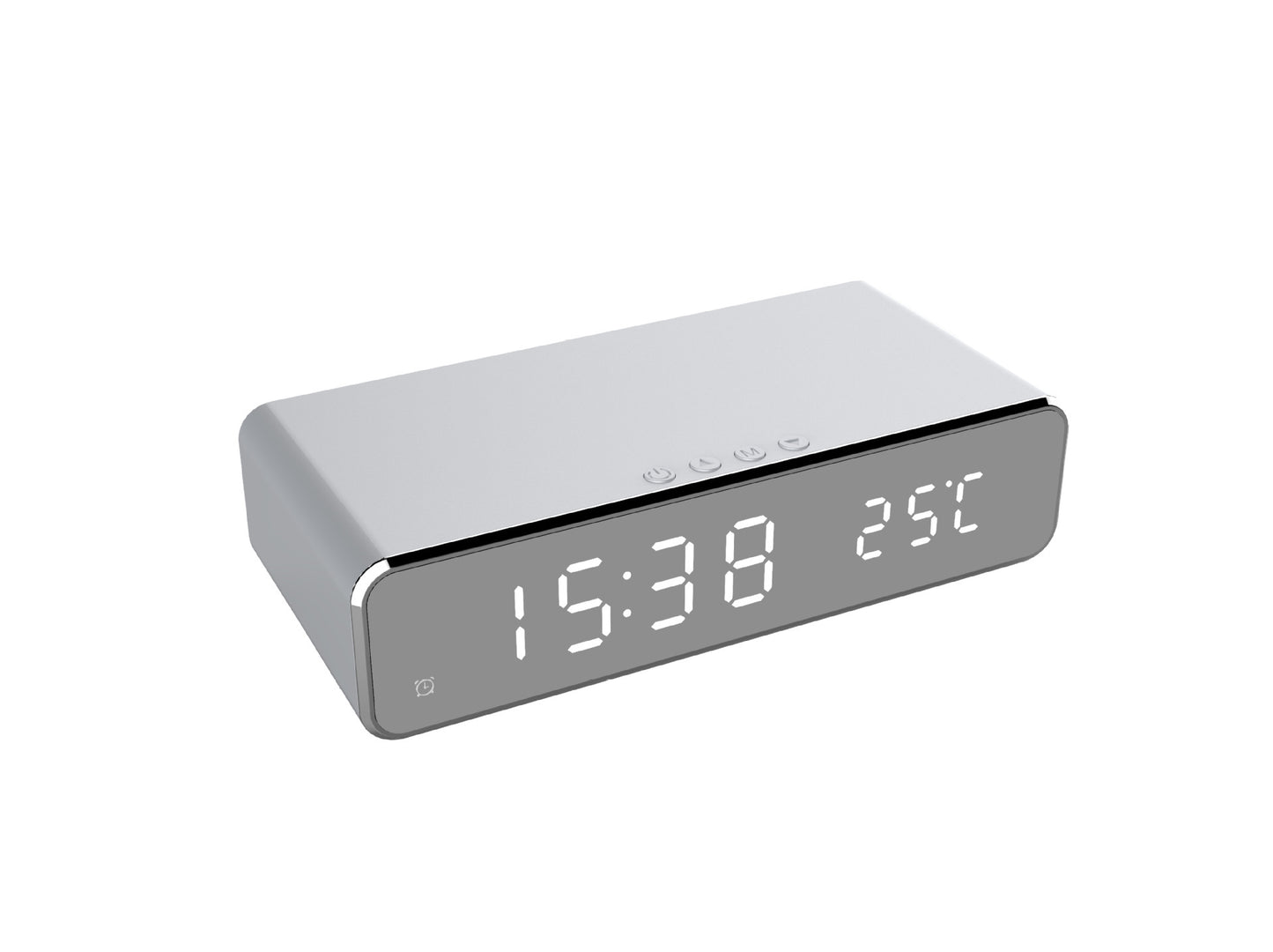 3-in-1 LED Desk Clock – Mirror Display, Wireless Charging & Thermometer Function