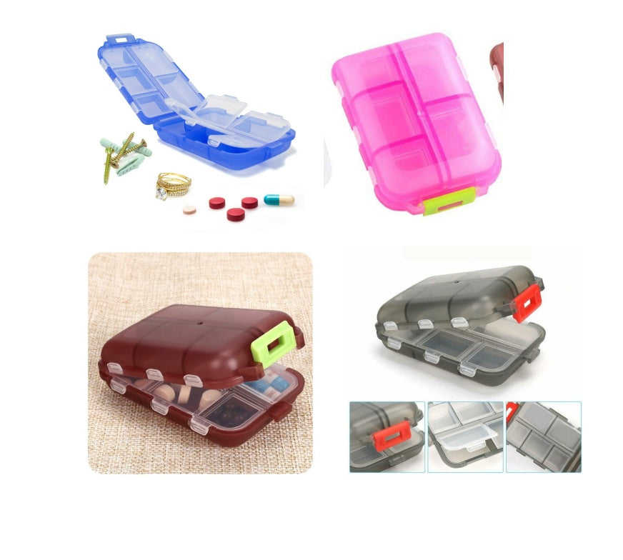 Travel Pill Organizer 10 Grid Moisture Proof Pills Box For Pocket Purse Daily Pill Case Portable Medicine Vitamin Holder Container BAZONA