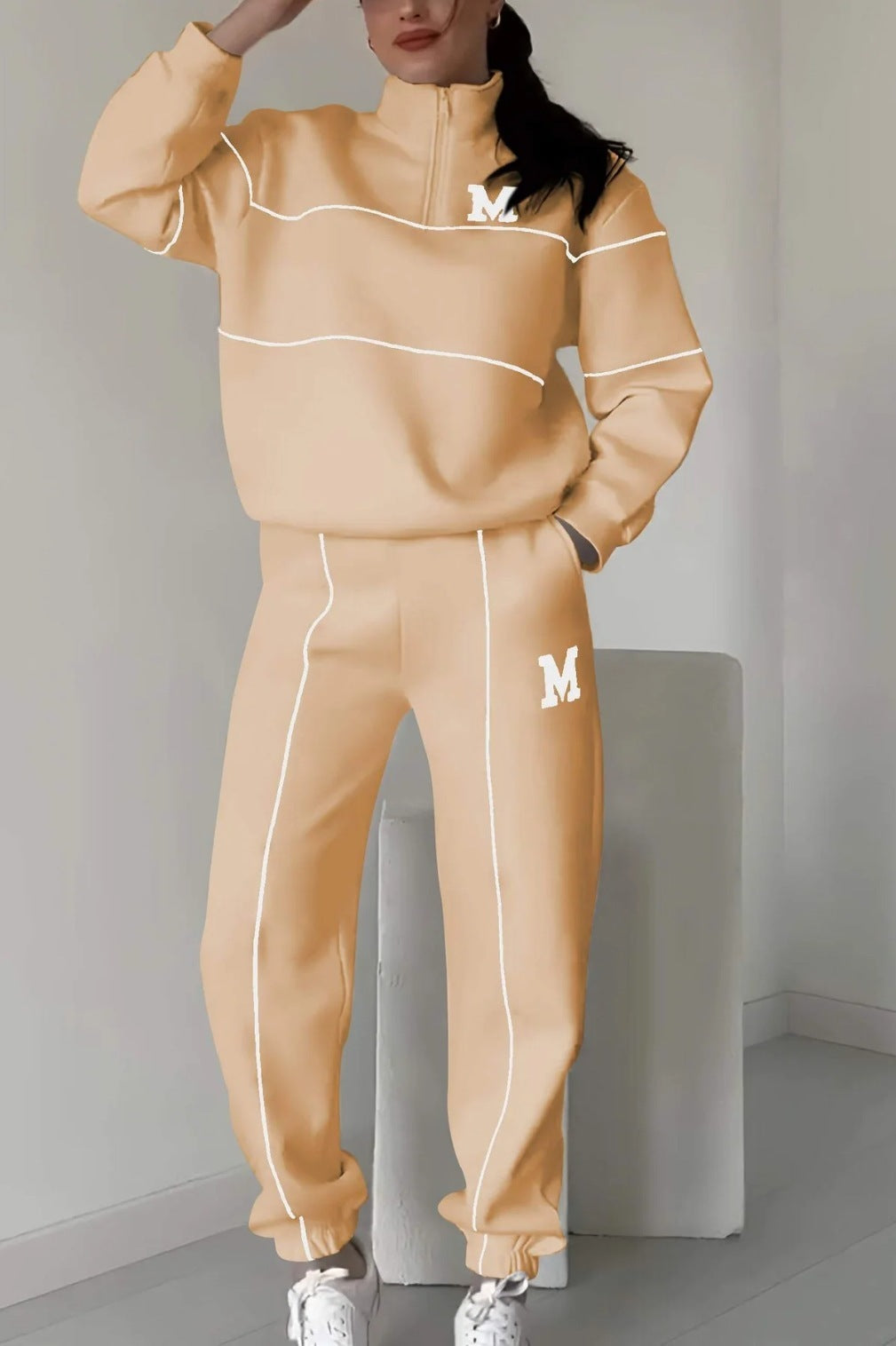Womens 2 Piece Outfits Lounge Hoodless Pullover Sweatshirt Sweatsuit Sets Sweatshirt Baggy Fashion Sweatpants With Pockets BAZONA