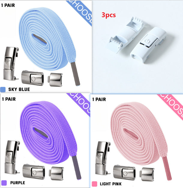 Elastic Press Lock Shoelaces – No-Tie, Wide Flat Laces for Kids & Adults