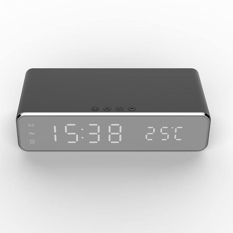 3-in-1 LED Desk Clock – Mirror Display, Wireless Charging & Thermometer Function