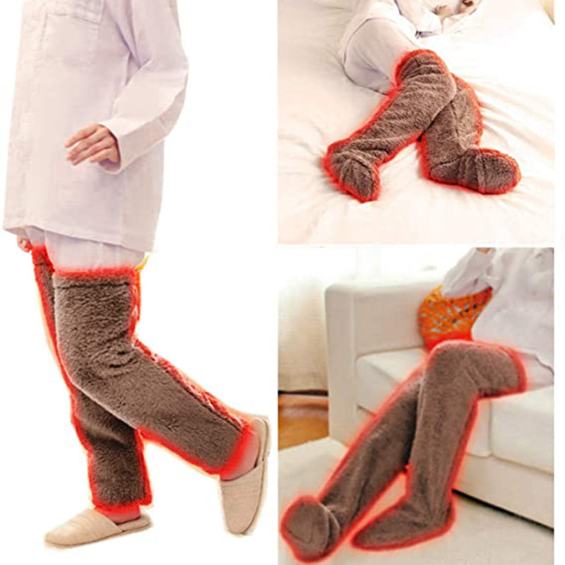 Over Knee High Fuzzy Long Socks Winter Warm Cold Leg Knee Joint Cold-proof Stockings Home Floor Sleeping Socks - bazona.com