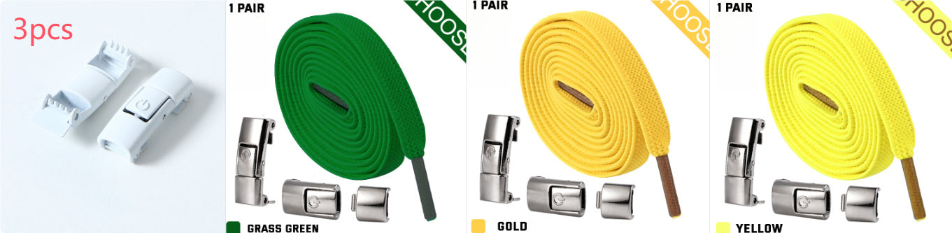 Elastic Press Lock Shoelaces – No-Tie, Wide Flat Laces for Kids & Adults