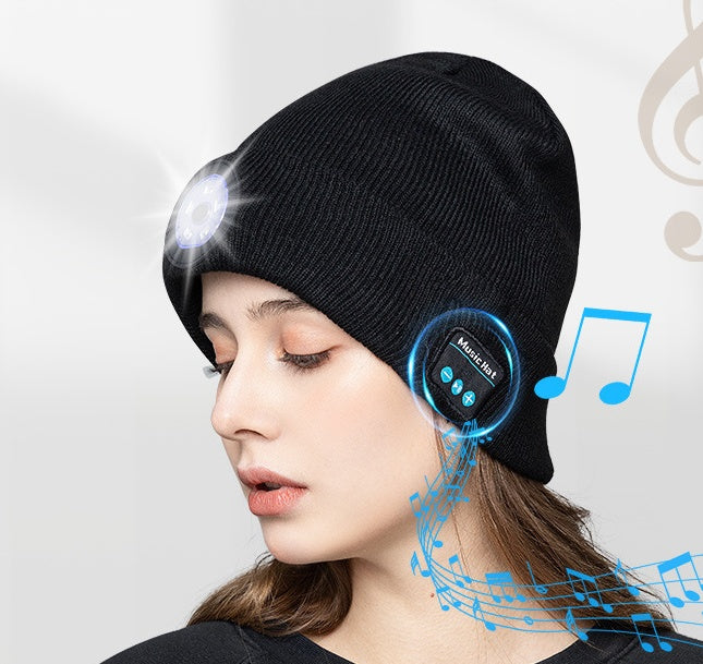 Glow Wireless Music Call Night Run Outdoor Lighting Warm Earphone Hat BAZONA