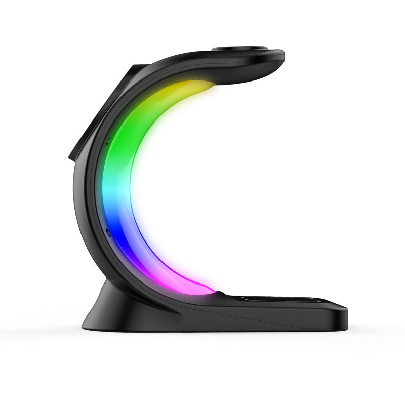 4 In 1 Magnetic Wireless Charger Fast Charging For Smart Phone Atmosphere Light Charging Station For Airpods Pro I-phone Watch BAZONA